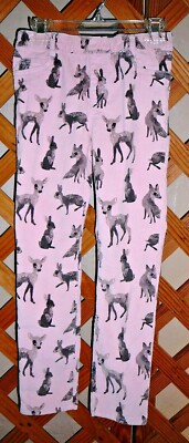 Jeans H&M En Velours Côtelé - Taille 7 Fille - Motif Animalier Rose - Occasion Très Bon état