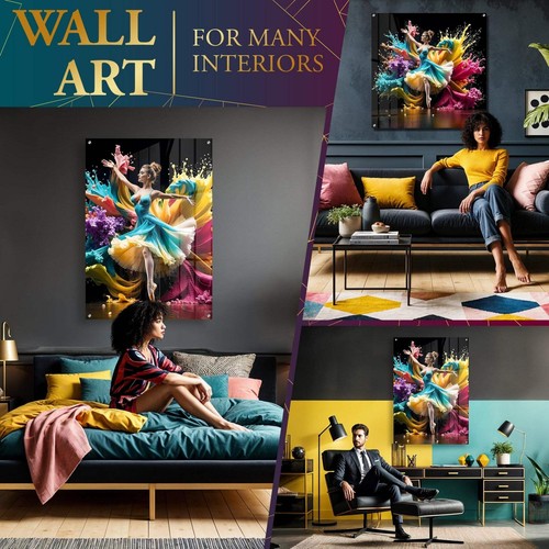 Vibrant Colorful Ballerina Acrylic Wall Art Print Dance Decor - Bild 5 von 15
