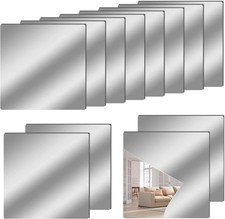 12" X 12" Acrylic Flexible Mirror Sheets, 12 Pack Self-Adhesive Mirror Tiles, Sq
