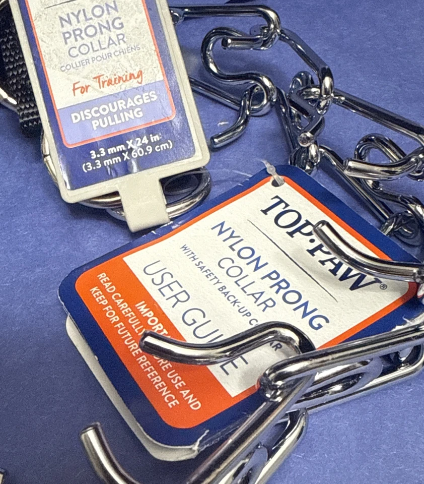 Top Paw Nylon 3.3 mm Prong Collar With Safety Back-Up Clip 24 Inch Adjustable - Image 3 of 4