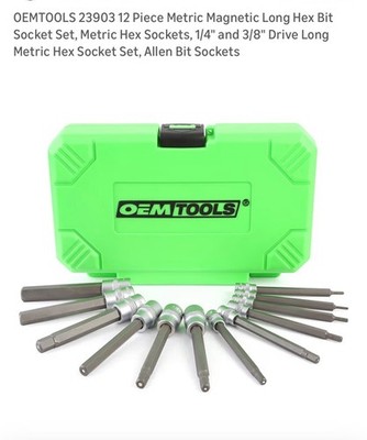 23903 12-Pc Metric Magnetic Long Hex Bit Socket Set OEM Tools