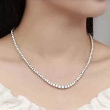 7ct E VS1 Lab Grown Diamond Graduated Tennis Necklace 14k White Gold Over 16"