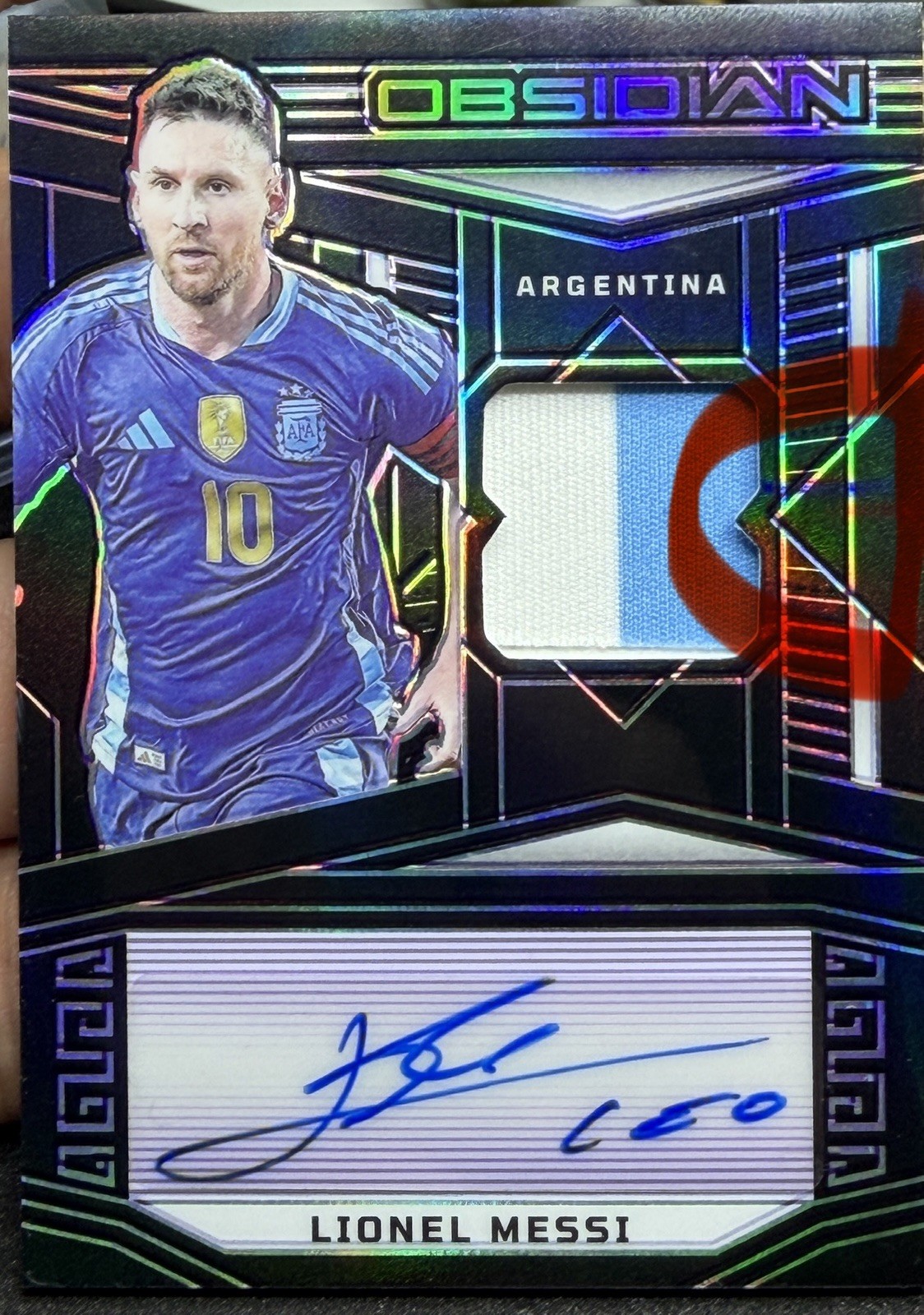 2023-24 Panini Obsidian Lionel Messi #JA-LM Purple Jersey Patch Auto 17/20 view 2