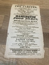 Antique 1824 Theater Royal Covent Garden London Broadside Playbill Harlequin 11
