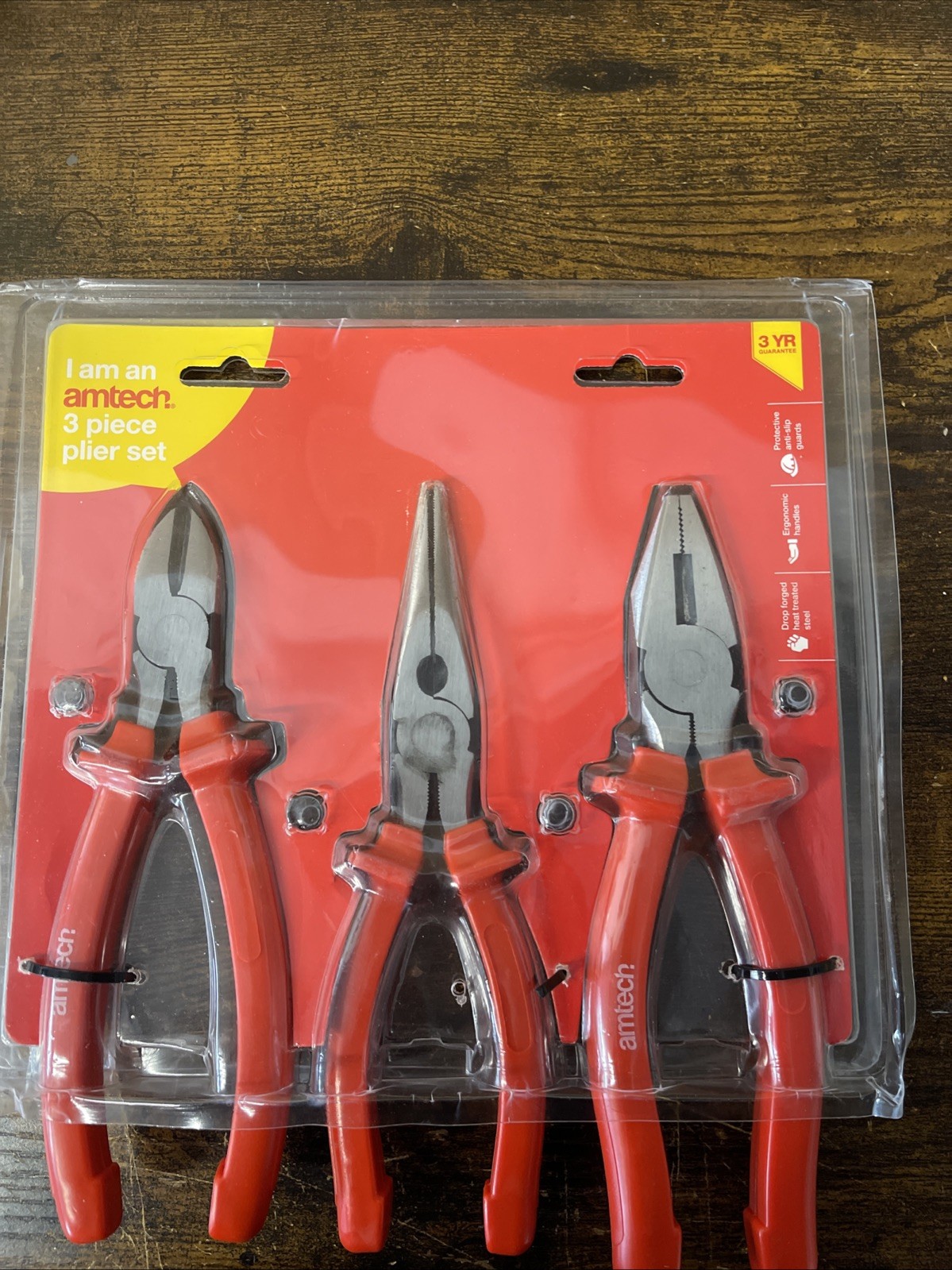 Amtech 3 Piece Combination Plier Set Combination, Long Nose & Side Cutters B0850