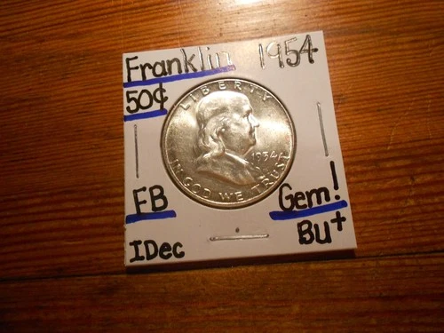 1954 silver Franklin Half Dollar Gem BU+ BEAUTY!!!! NICE TONING!!!!!!