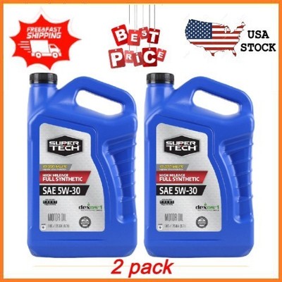 (2 pack) Super Tech High Mileage Full Synthetic SAE 5W-30 Motor Oil, 5 Quarts