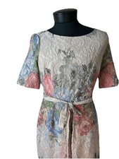 Adrianna Papell Dress 12 Floral Column Dress Matelasse Texturing Metallic Formal