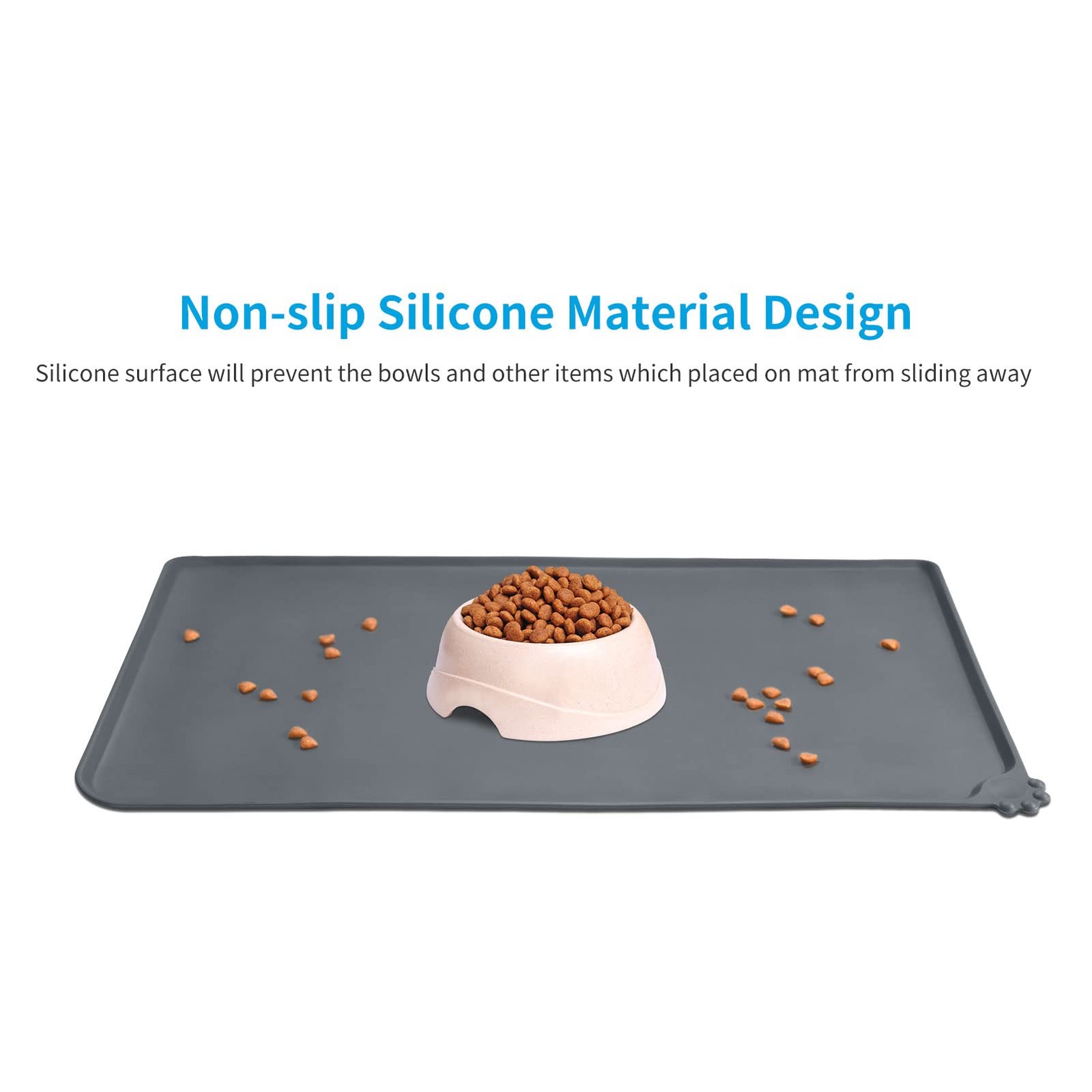 Pet Food Mat Cat Dog Puppy Silicone Feeding Non Slip Waterproof Bowl Mat 18x12in