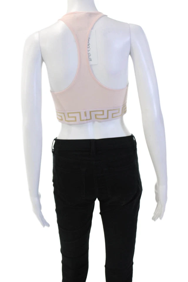 Versace Womens Unpadded Racerback Elasticated Sports Bra Pink Size 2 - Image 3 of 4