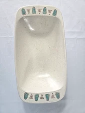 VTG MCM Metlox Poppytrail Navajo Rectangle Serving Bowl - Turquoise/Brown - 1950
