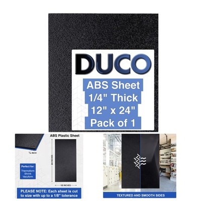 Duco ABS Plastic Sheet 12'' x 24'' - Heat Moldable, Chemical Resistant Craft Panel