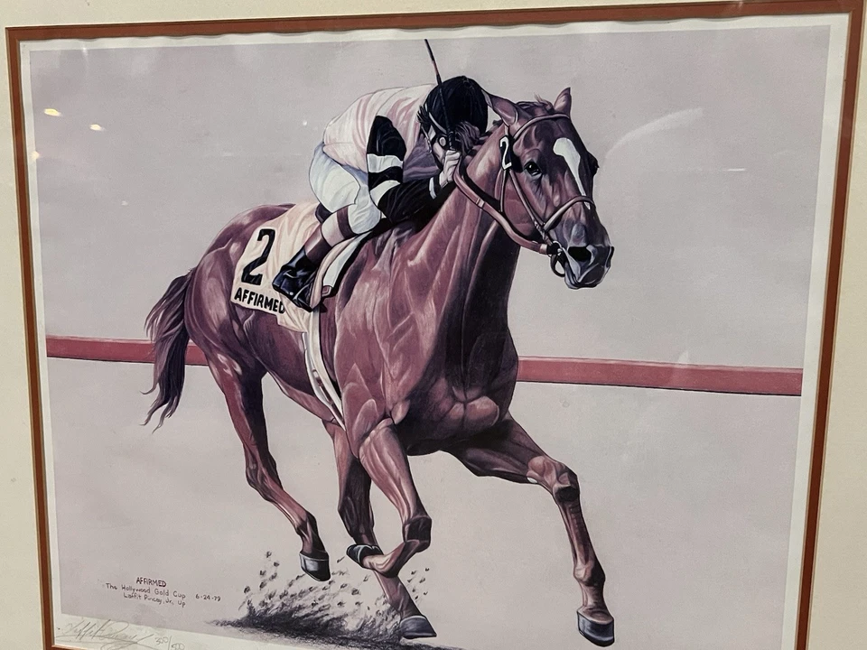 Copa de Oro Hollywood AFIRMADA AUTOGRAFIADA Y NUMERADA. Laffit Pincay Jr/Cruciano Foto 4 de 4