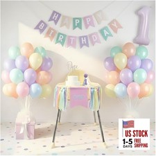 First Birthday Decorations for Girl - Complete Party Set with High Chair Pastel