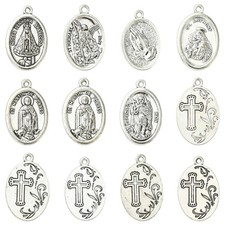 60pcs Religion Tibetan Style Alloy Pendants, Oval Charms for DIY Making