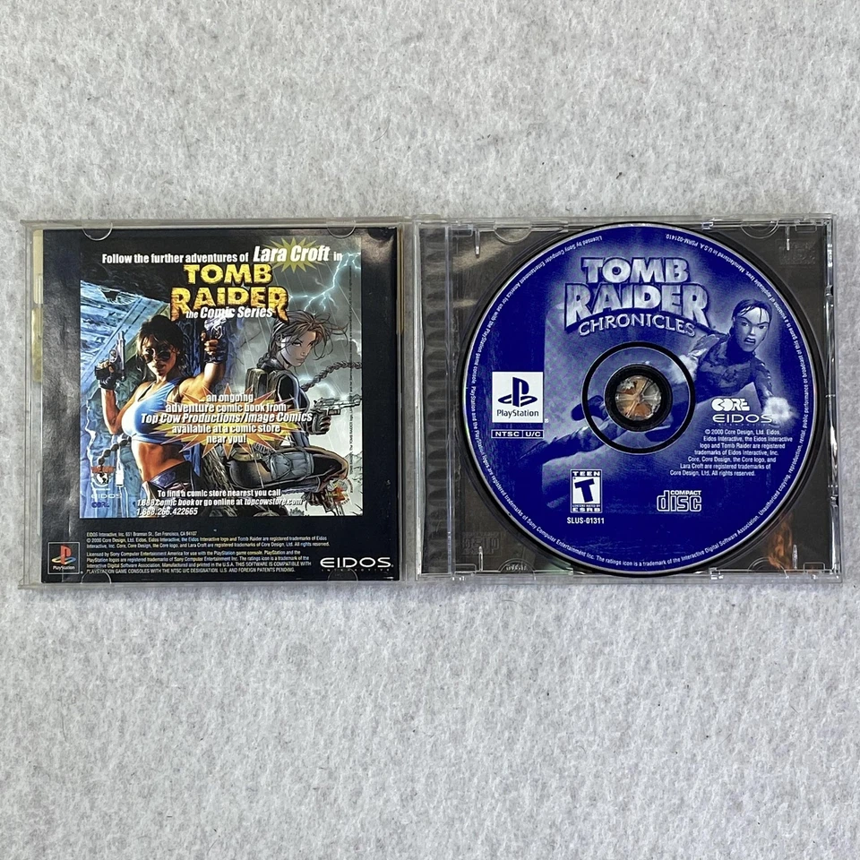 Tomb Raider Chronicles PS1 PlayStation 1 игра в комплекте протестированная этикетка Balck - Изображение 3 из 4