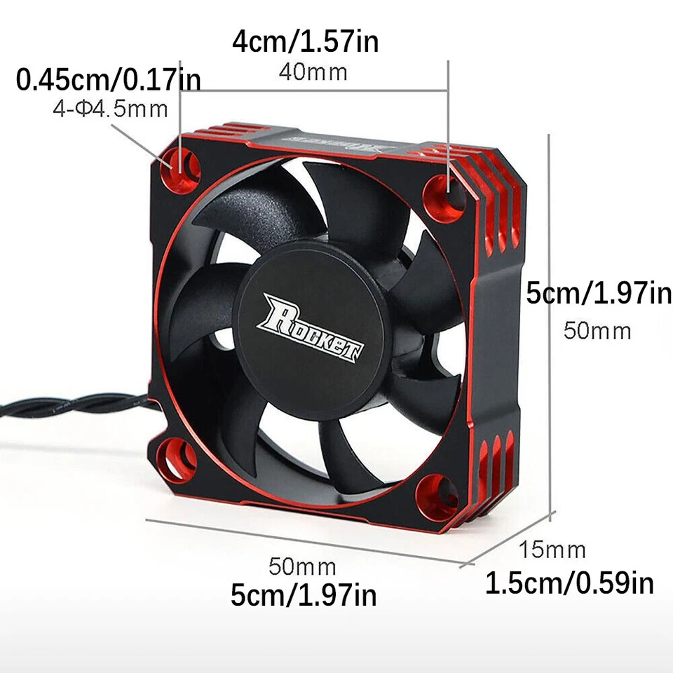 50x50mm 10000RPM Brushless Motor ESC Cooling Fan Cooler for 1/5 1/6 1/8 RC Car i - Image 4 of 4