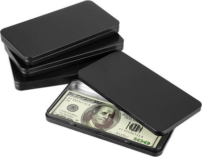 Metal Rectangular Cash Box with Lid - 4 Packs Currency Tray Money Holder Black M