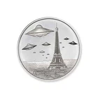 2023 - 1 oz. UFO'S OVER PARIS BU round .999 Fine Silver ABDUCTION EIFFEL TOWER