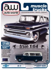 2021 AUTO WORLD 1:64 *PREMIUM 5B* DARK BLUE & WHITE 1966 Chevrolet Suburban NIP!