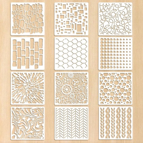8 Pcs Stencils for Crafts Reusable, Texture Stencils for Painting, Layering 5.9" - Picture 8 of 8