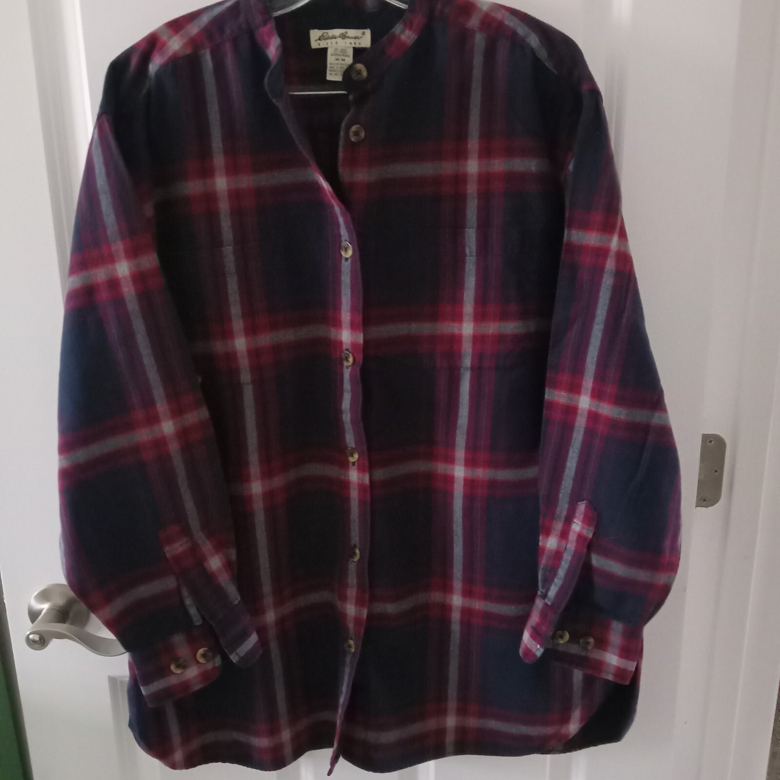 Eddie Bauer Womens Medium Oversized Cotton Flannel Plaid Big Shirt