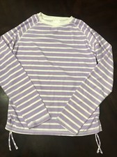 Snapper rock swim shirt Girls size 14 purple and white stripes Long Sleeve