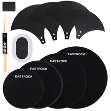 Drum Mute Pads Set 10 Pieces With Cymbal Pad + Hi hats Set Pad Foam Drum Sile...
