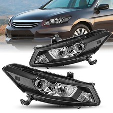 For 2008-2012 Honda Accord Coupe Halogen Projector Black Clear Headlights Pair