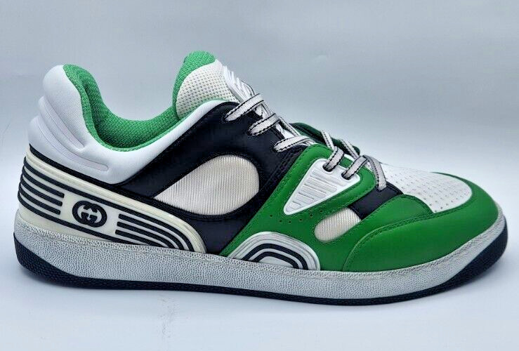 Gucci Basket Demetra Distressed Men's White/Green Sneakers UK12.5 US13 $950 thumbnail 9