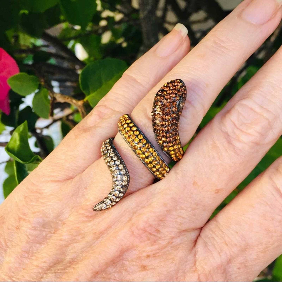 Anillo de cristal con estrás de acero inoxidable serpiente talla 9 Foto 4 de 4