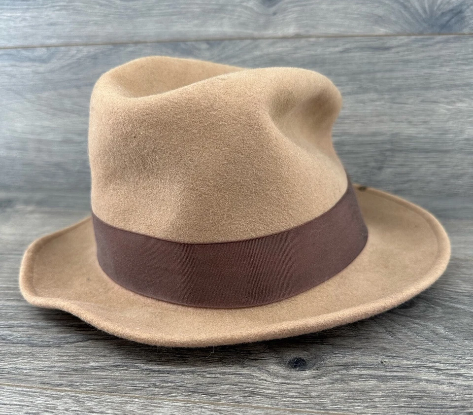 Sombrero Fedora Vintage Botánica 500 Lana - Talla Grande - Camel - Plumado Foto 3 de 4