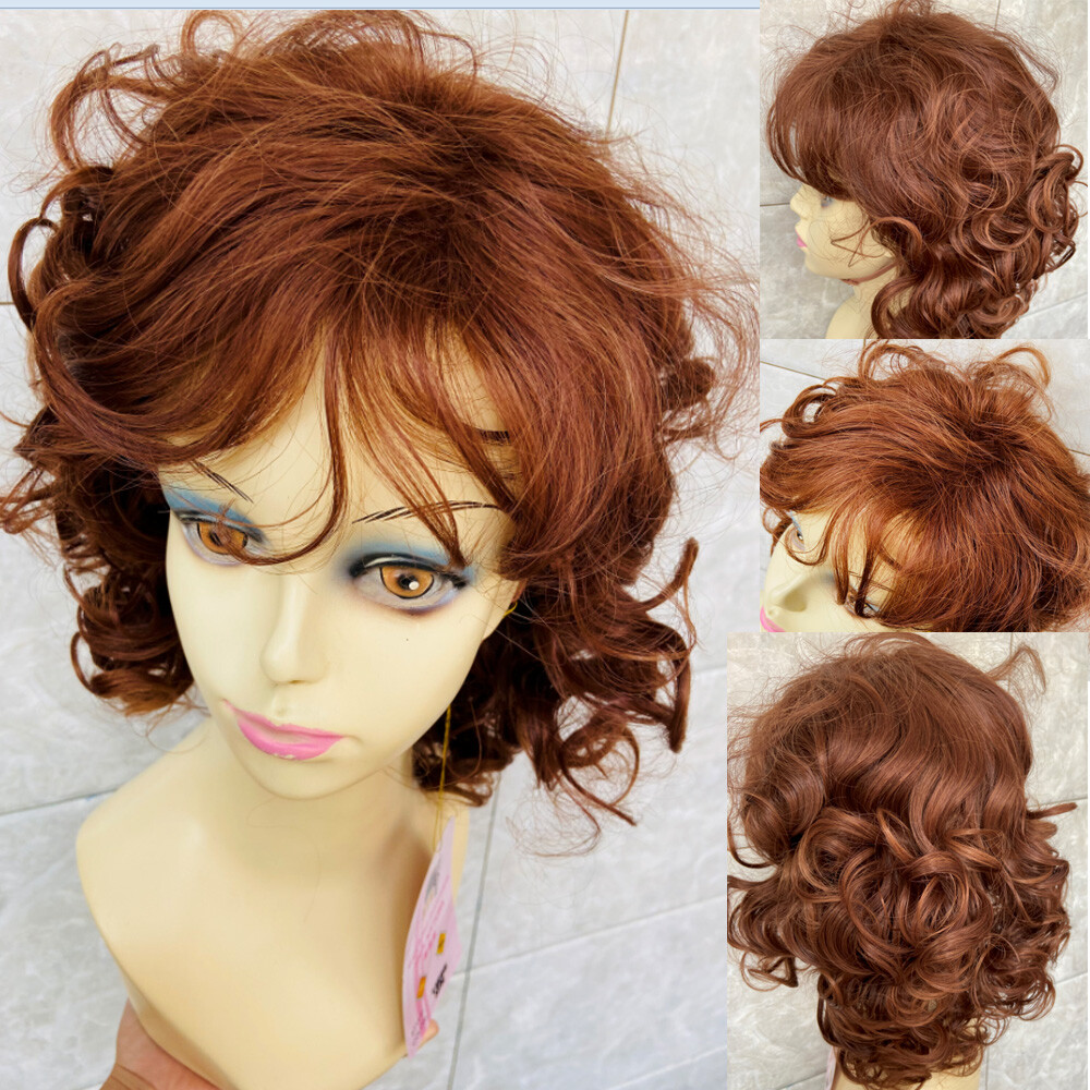 Medium Fluffy Wavy Auburn 33/30 Synthetic Hair Wigs Women  display picture 1