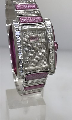 Ebel Vanua 18k White Gold Full Pave Pink & White Diamond Ladies Watch New