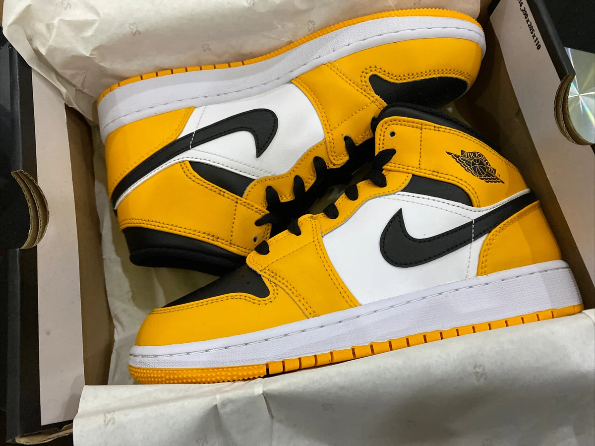 Nike Air Jordan 1 Mid Taxi Yellow Black White GS UK 5.5, US 6Y 📦