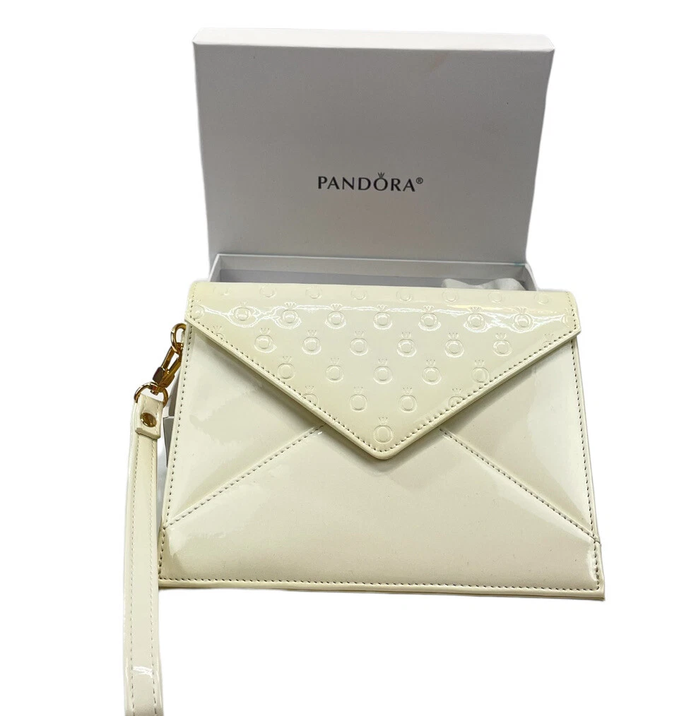 PANDORA Clutch Wristlet Purse Small White Ivory Patent New With