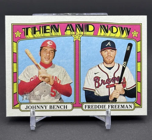 2021 Topps Heritage Then and Now #TN7 Freddie Freeman/Johnny Bench