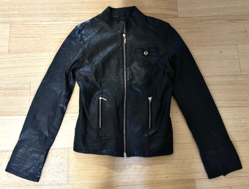 Arden B Women's Motorcycle Style Black Genuine Lamb Leather Jacket Size S