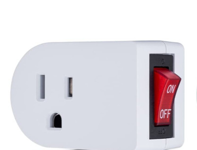 3 Prong AC Power Wall Tap 1 Outlet w/ ON / OFF Switch Button for Light Control