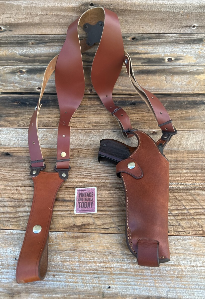 Vintage GALCO Explorer Brown Leather Lined Shoulder Holster Large