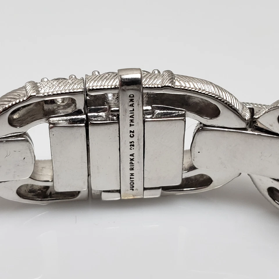 Brazalete de eslabones Judith Ripka de plata de ley Diamonique de 7" con cierre de seguridad Foto 3 de 4