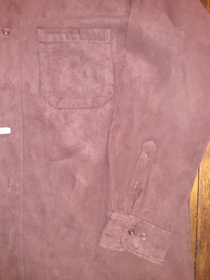 Camisa Marc Edwards Borgoña/Marate Poliéster Gamuza Manga Larga Abotonada Talla XL Foto 3 de 4