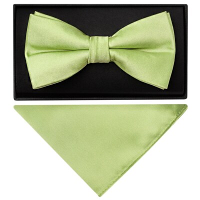Einfache helle Salbei handgefertigte Herren Fliege und Einstecktuch Set Hochzeit Dickie Bow