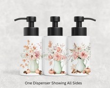 Cottage Floral Stainless Steel Soap Dispenser: 18 Oz Kitchen Bath