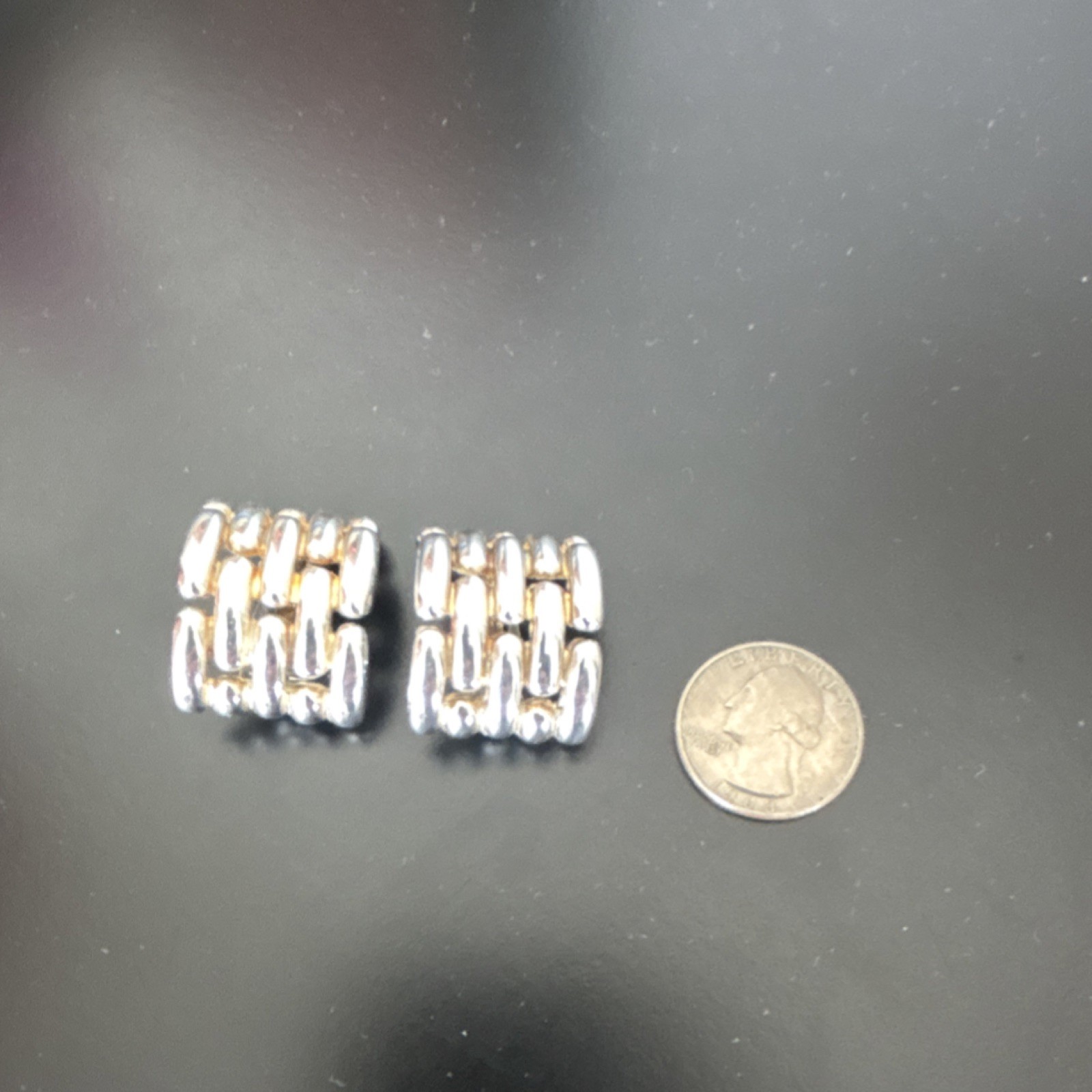 Givenchy Silver Gold Tone Rectangular Cuff Clip-O… - image 7