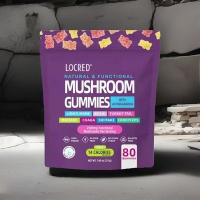 Mushroom Gummies 2500mg 80with Lion's Mane Ashwaghanda Brain & Nervous Syste|NeW