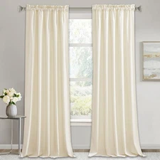 RYB Home Ivory Velvet Curtains - Super Soft Heavy Velvet