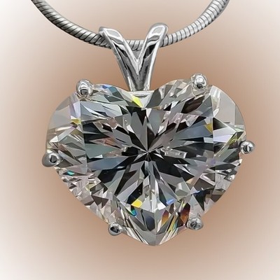 Certified 7 Ct White Heart Cut White Diamond Pendant 925 Sterling Silver