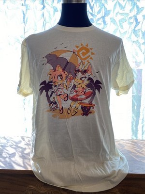 Sonic the Hedgehog Amy Rose & Rouge Beach T-Shirt (Size Men s XL) (Ivory Color)