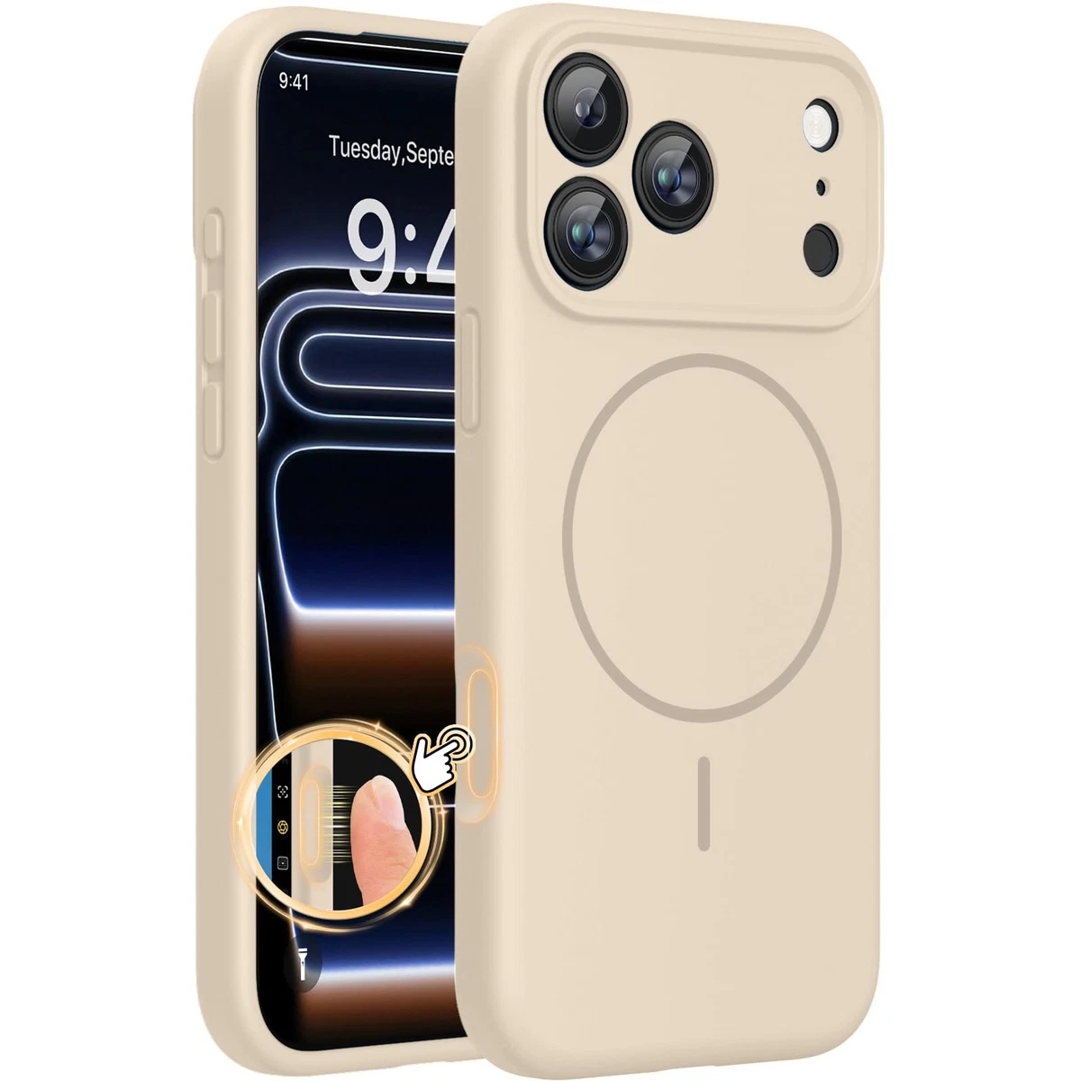 iPhone 17 Pro Max MagSafe Case 3mm Silicone Camera Cover – Sand